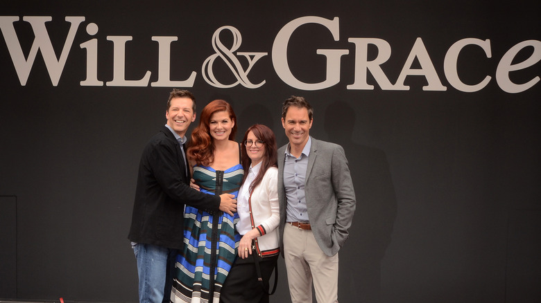 Eric McCormack, Debra Messing, Sean Hayes, and Megan Mullally at a red carpet event