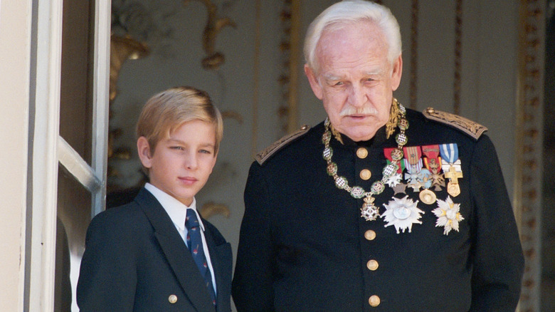 Andrea Casiraghi poses with his grandfather, Prince Rainier of Monaco