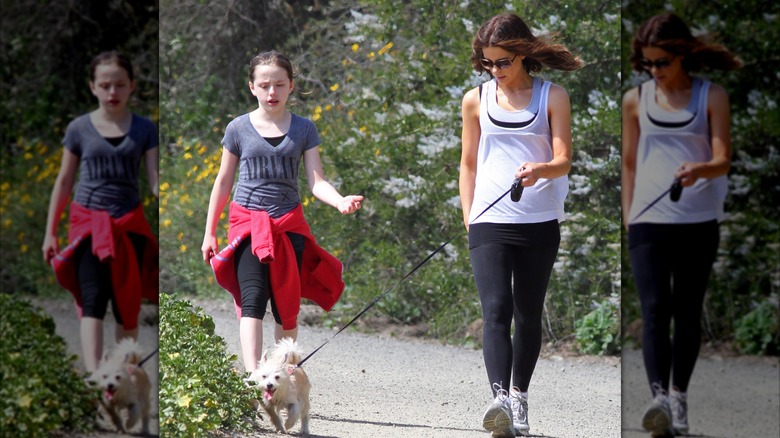 Lily Mo Sheen and Kate Beckinsale walking their dog