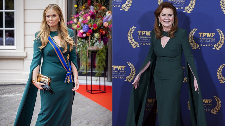 Catharina-Amalia and Sarah Ferguson in green dresses