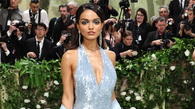 Rachel Zegler giving a smoldering stare into camera at the Met Gala