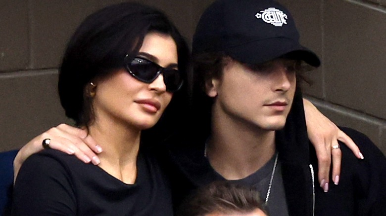 Kylie Jenner and Timothee Chalamet at a sporting event