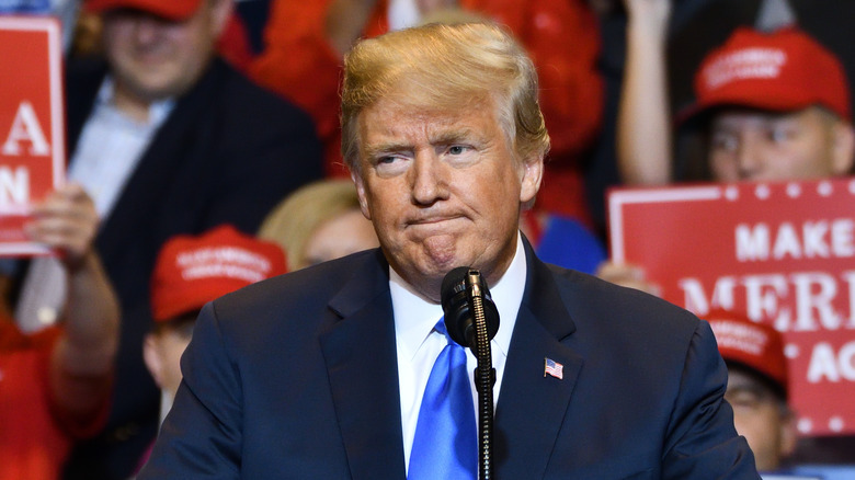 Donald Trump at a rally in Mohegan Sun Arena.