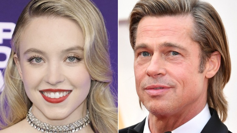 Sydney Sweeney, Brad Pitt smiling