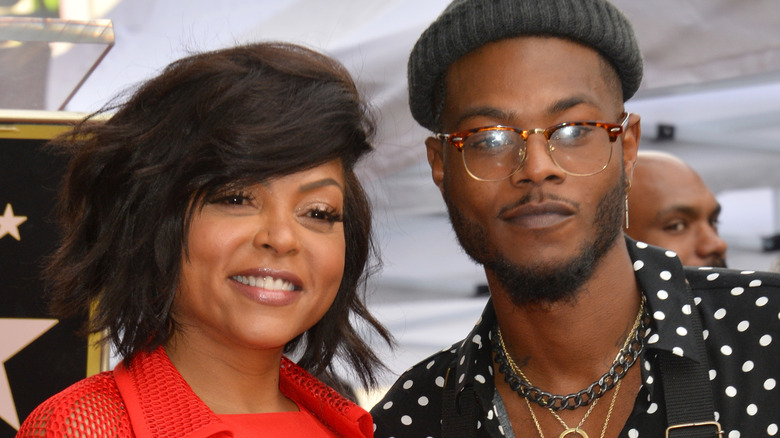 Taraji P. Henson poses with her son