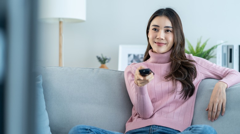 woman watching a movie