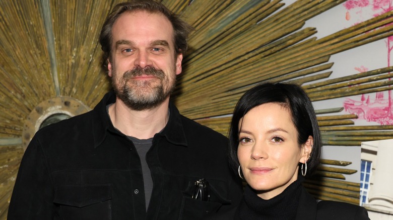 David Harbour Lily Allen smiling