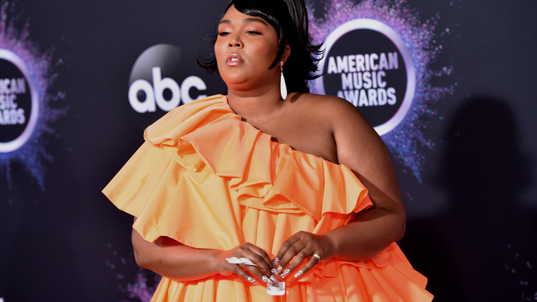 Lizzo holds tiny bag on red carpet