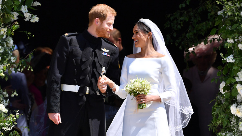 Prince Harry and Meghan Markle on their wedding day