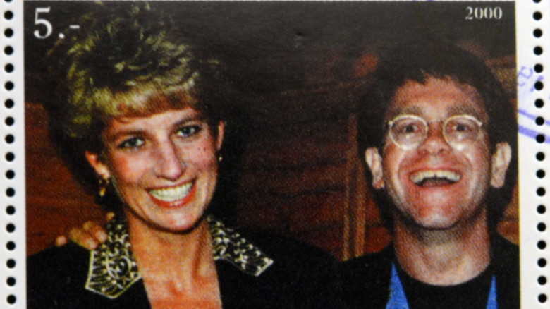 Stamp of Elton John and Princess Diana