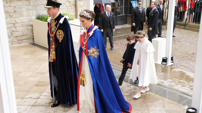 Prince William, Kate, Princess Charlotte, and Prince Louis outside Westminster Abbey 