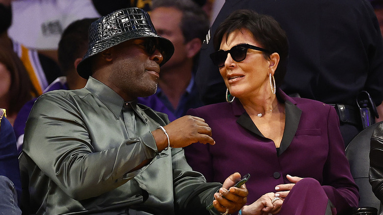 kris jenner, corey gamble courtside