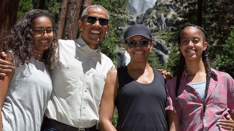 The Obama family during outing