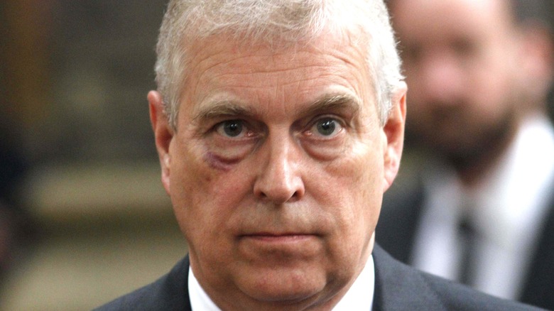 Prince Andrew looking serious