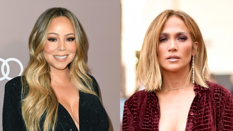 Mariah Carey and Jennifer Lopez pose at events