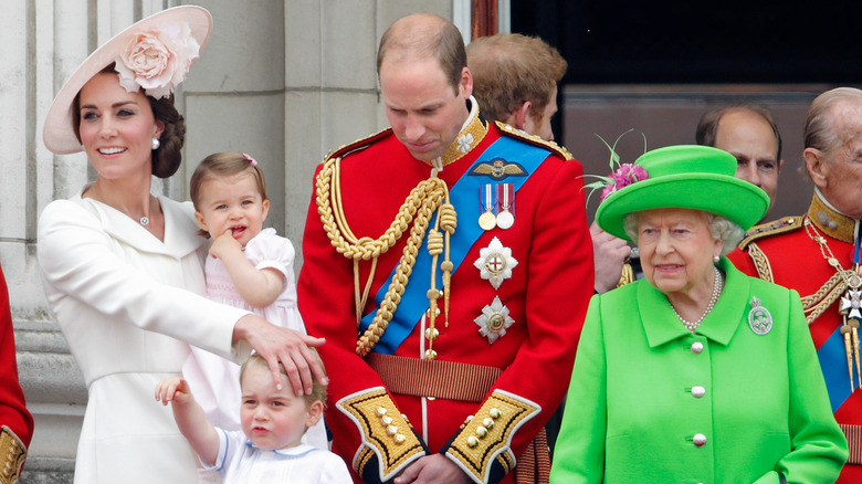 Charlotte with the Queen and other royal family members