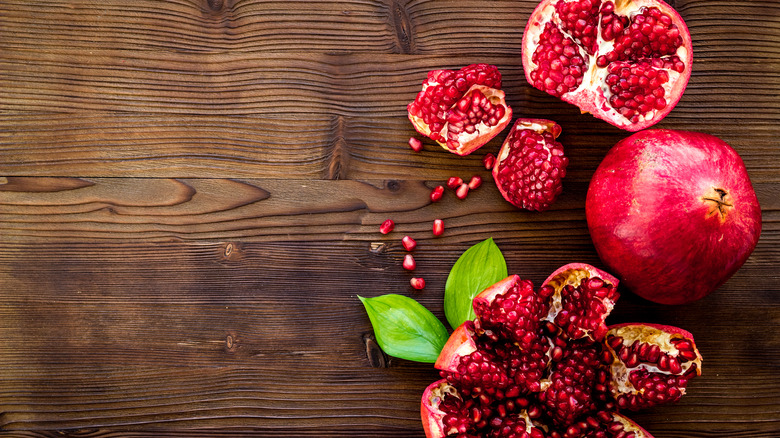 Pomegranate on a table 