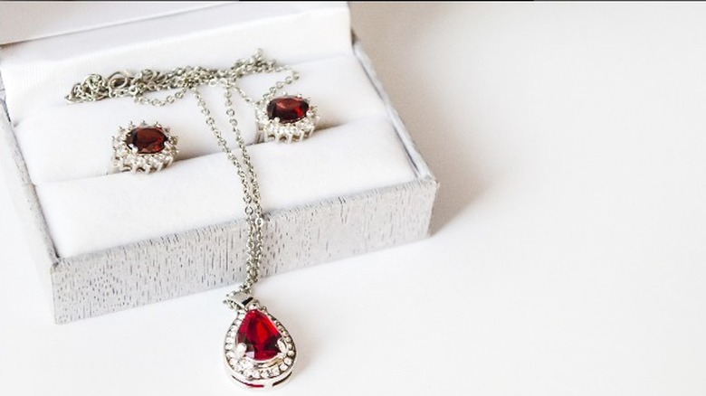 Ruby ring and earrings.