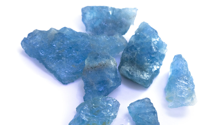 Aquamarine stones. 