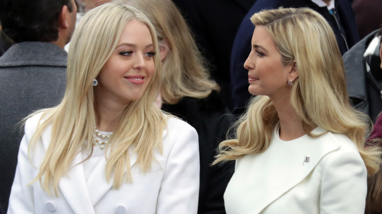 Tiffany Trump smiling at Ivanka Trump