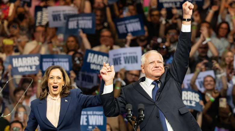 Kamala Harris with running mate Tim Walz