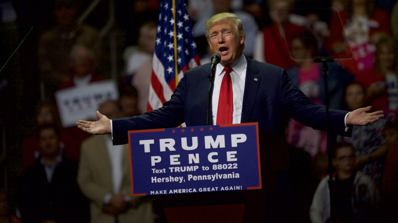 Donald Trump giving a speech in Pennsylvania during his 2016 campaign.