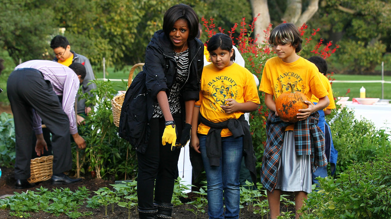 michelle obama gardening with children