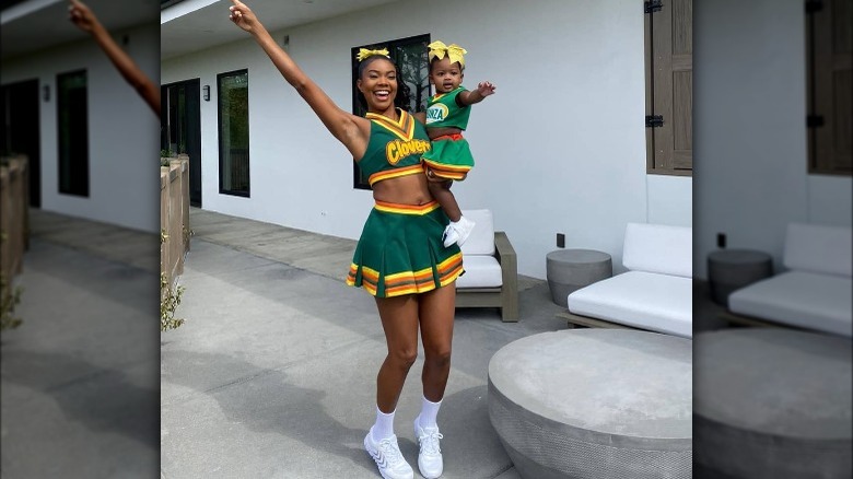 Gabrielle Union-Wade and her daughter Kaavia dressed up as cheerleaders from "Bring It On"