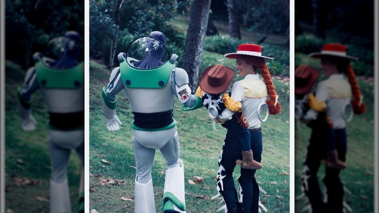 Justin Timberlake, Jessica Biel, and their son Silas dressed up as characters from "Toy Story"