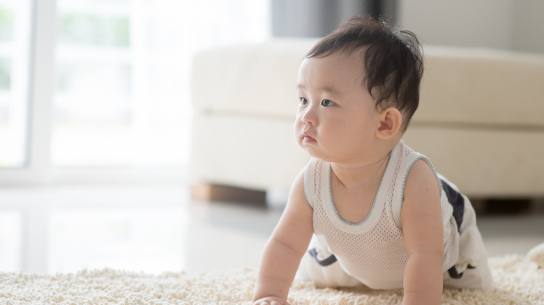 baby boy crawling