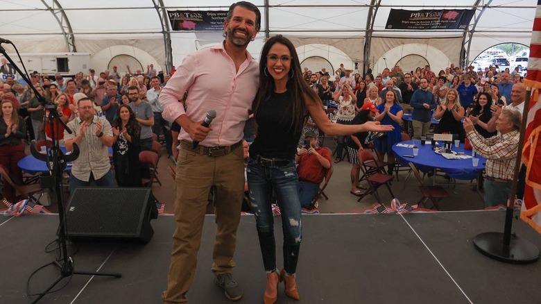 Donald Trump Jr. and Lauren Boebert hug and smile