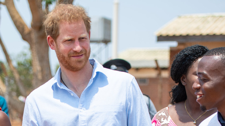 Prince Harry at the Mauwa Health Centre where he gave an awkward royal family interview