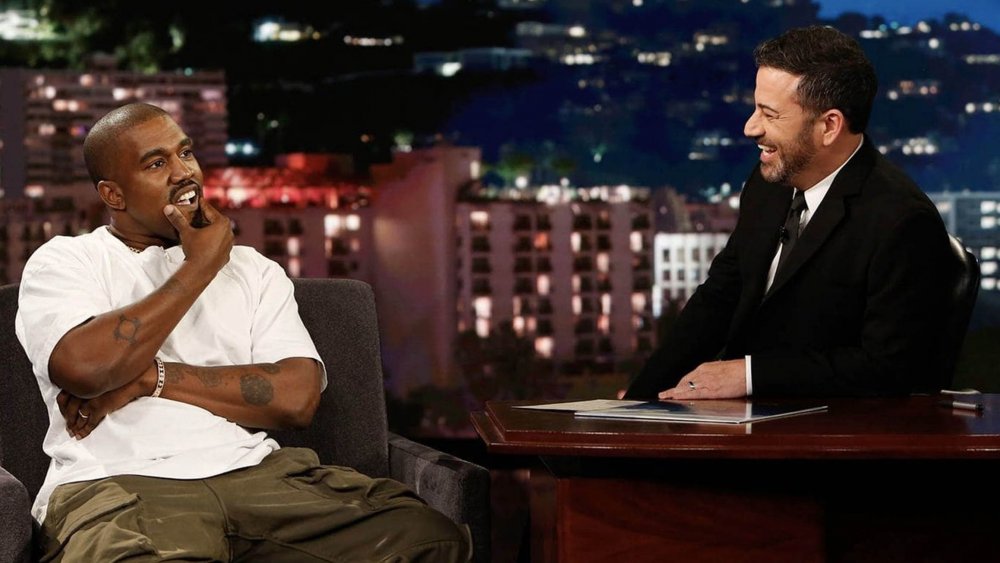 Kanye West and Jimmy Kimmel on his talk show