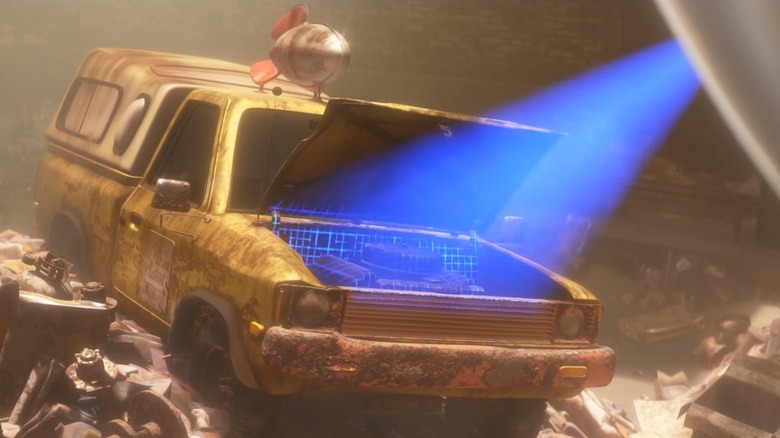 Disney crossover of Pizza Planet truck in Wall-E