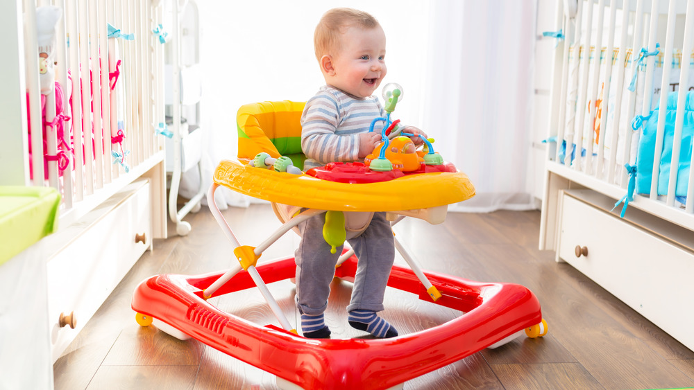 Baby boy in a walker