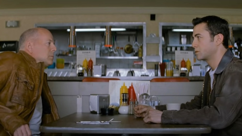 Joseph Gordon-Levitt and Bruce Willis in Looper