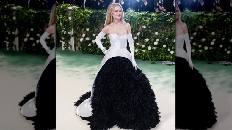 Nicole Kidman in a large black and white gown