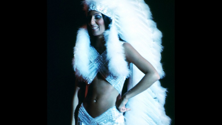 Cher in war bonnet