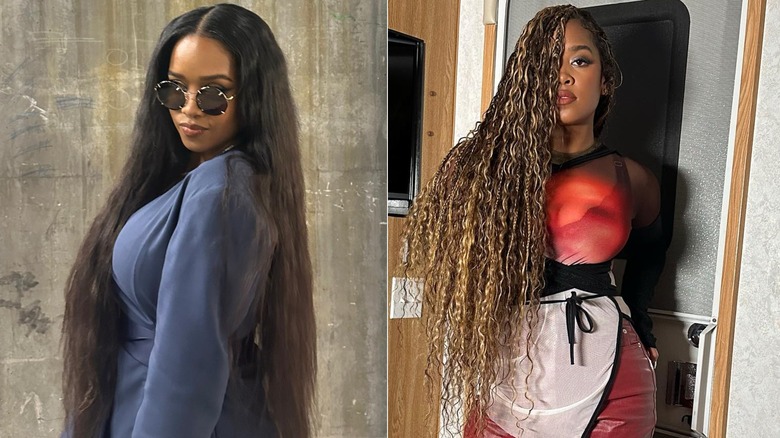 Split image of H.E.R. with two different hairstyles