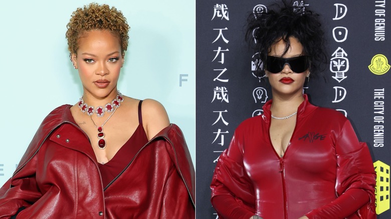 Split image of Rihanna with two different hairstyles