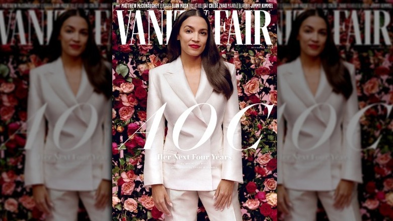 AOC in white suit