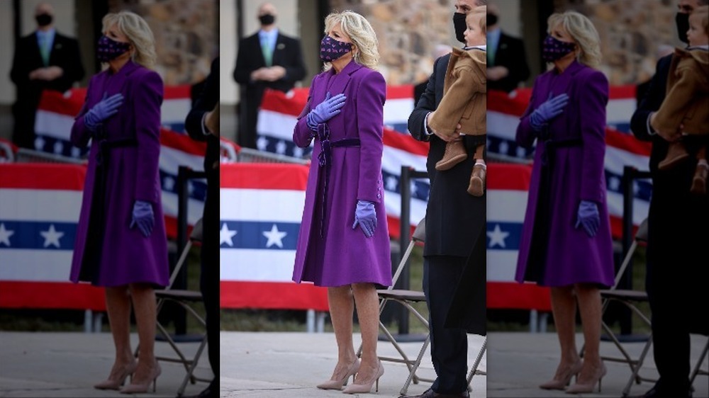 Dr. Jill Biden dressed in purple