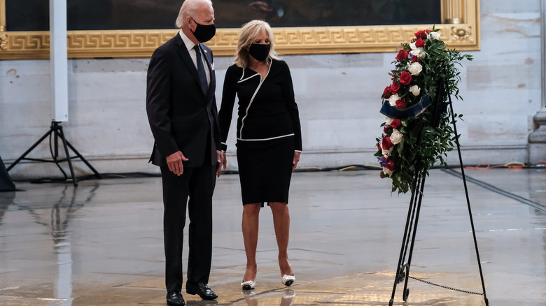 Joe, Jill Biden in black at funeral