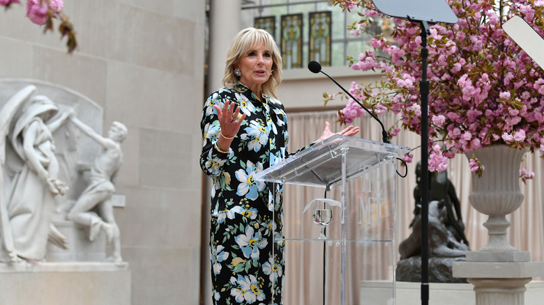 Jill Biden in floral Tom Ford dress