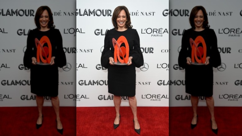 Kamala Harris speaking at a Glamour event