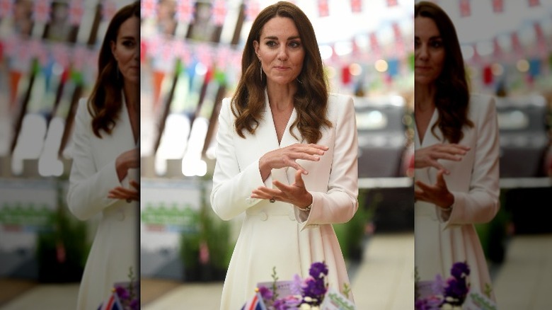 Kate Middleton in white at a reception