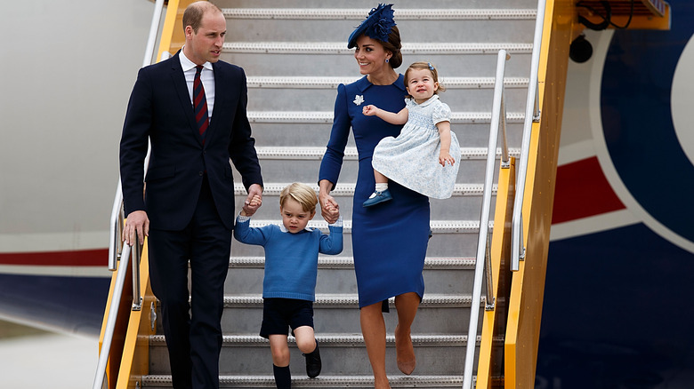 Kate Middleton walking down plane stairs