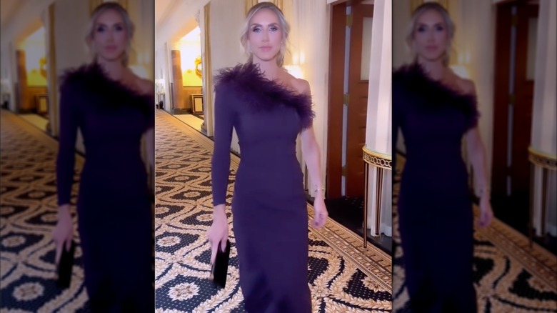 Lara Trump shows of purple Chiara Boni dress