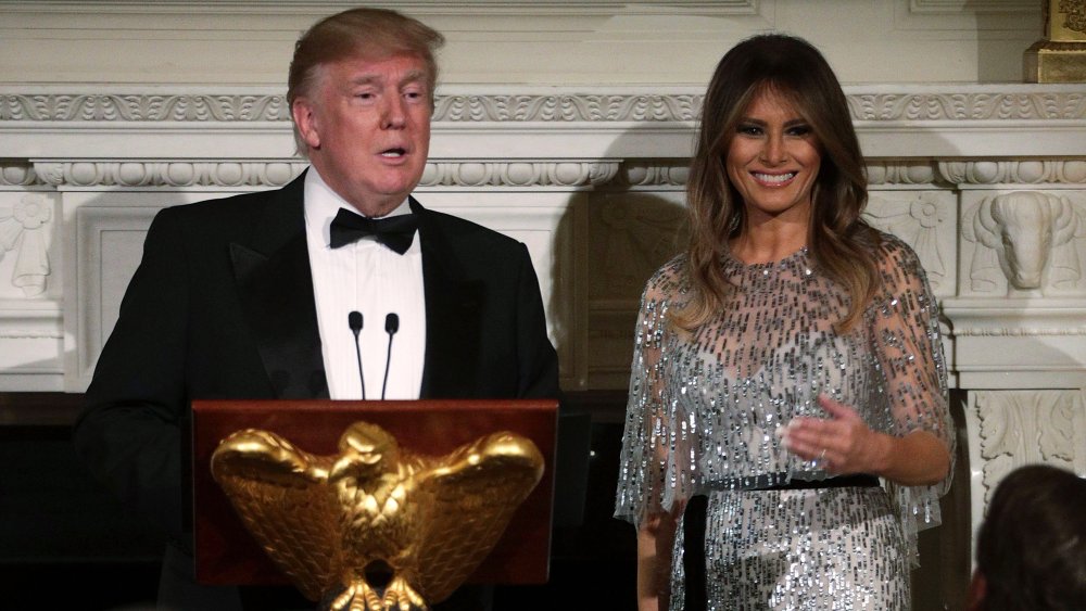 Melania Trump and Donald Trump at a state dinner