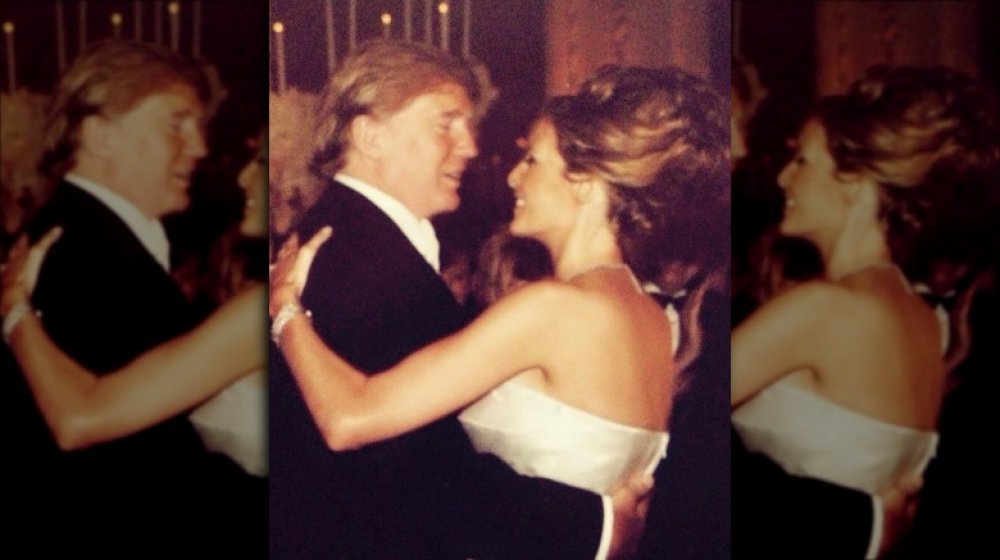 Melania Trump and Donald Trump on their weddign day